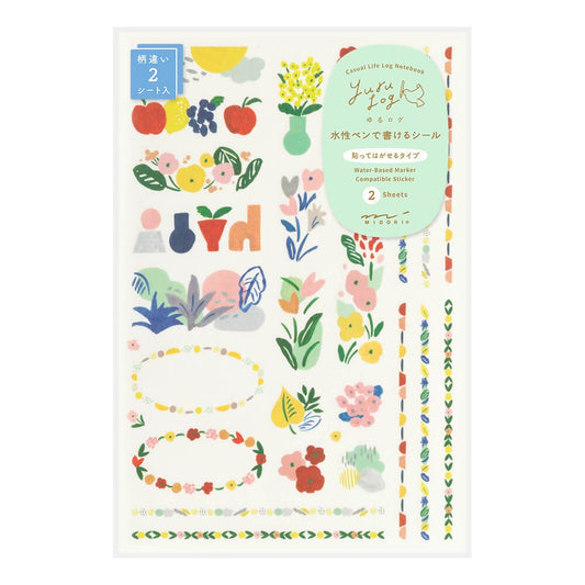 Midori Yuru Log Decoration Sticker 2 sheets Motif Textile