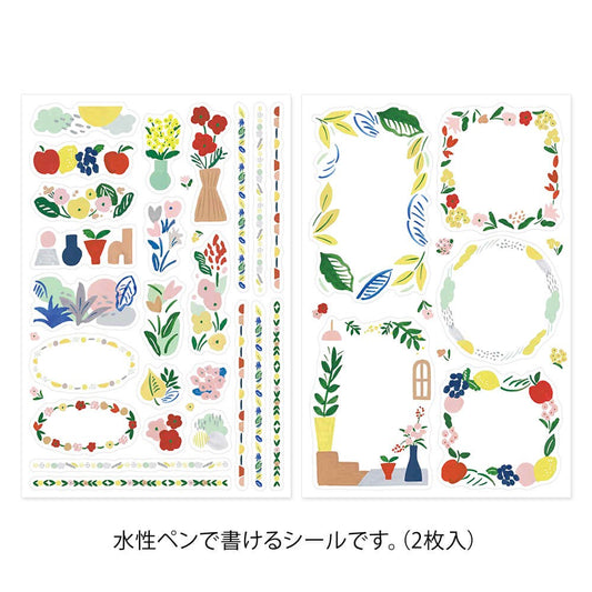 Midori Yuru Log Decoration Sticker 2 sheets Motif Textile