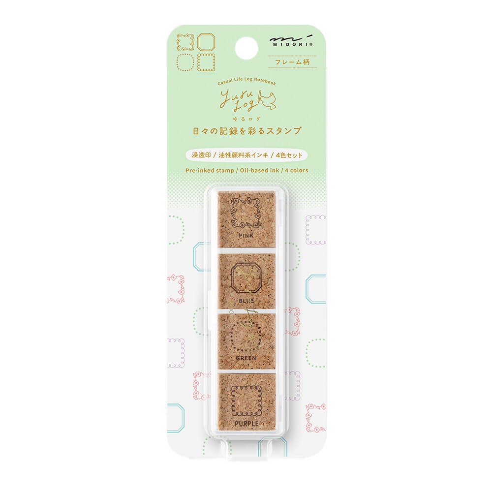 Pieczątki Midori Yuru Log Pre-inked Stamp Frame