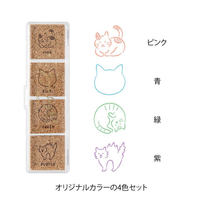 Midori Yuru Log Pre-inked Stamp Cat
