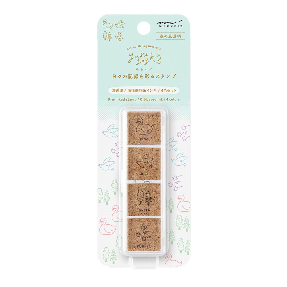 Pieczątki Midori Yuru Log Pre-inked Stamp Forest Scenery