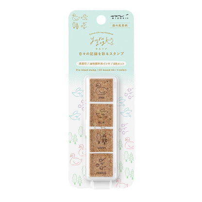 Pieczątki Midori Yuru Log Pre-inked Stamp Forest Scenery