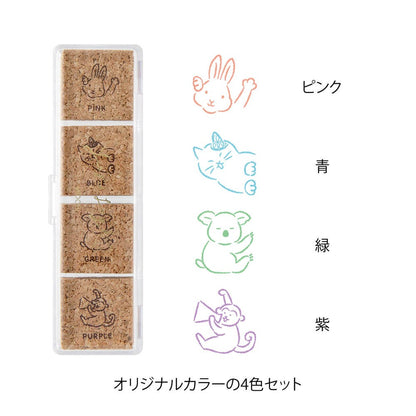 Midori Yuru Log Pre-Inked Stamp Animal Poses