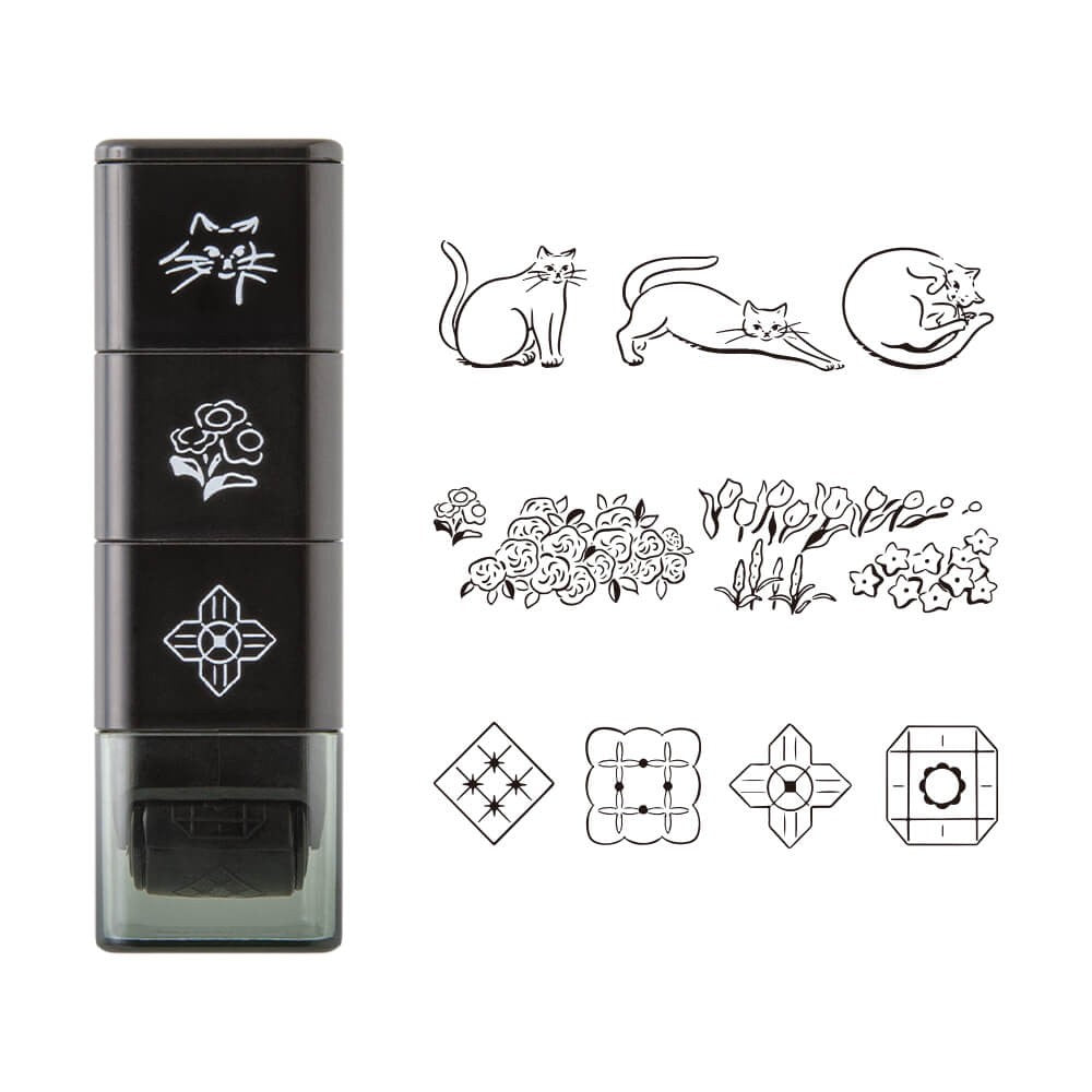 Midori Paintable Stamp Roller Cat & Landscape