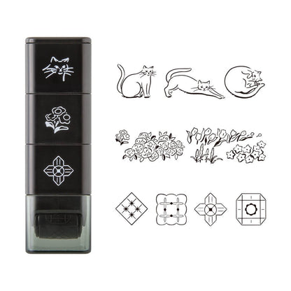 Midori Paintable Stamp Roller Cat & Landscape