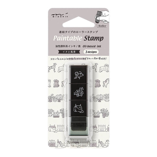 Midori Paintable Stamp Roller Dog & Landscape