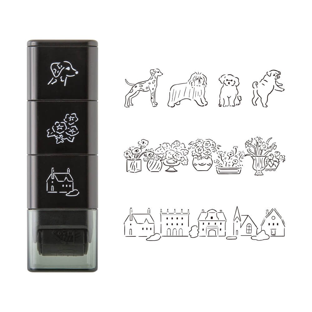 Midori Paintable Stamp Roller Dog & Landscape