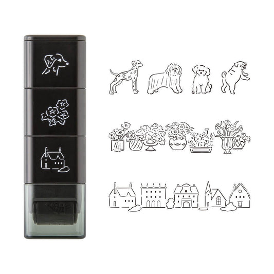 Midori Paintable Stamp Roller Dog & Landscape