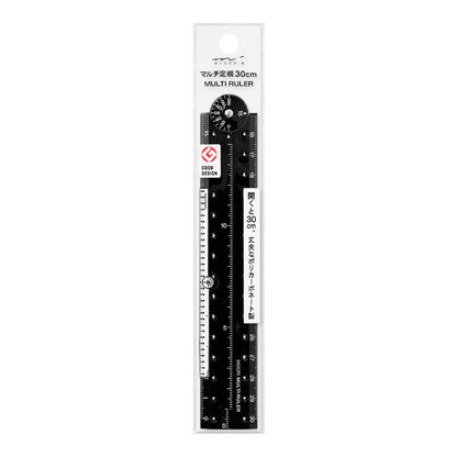 Multi Ruler 30cm Black A | Linijka wielofunkcyjna Midori