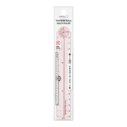 Multi Ruler 30cm Pink A | Midori Multifunctional Ruler
