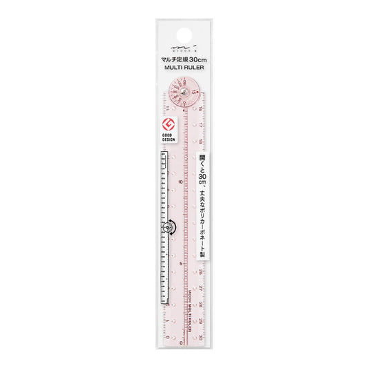 Multi Ruler 30cm Pink A | Midori Multifunctional Ruler