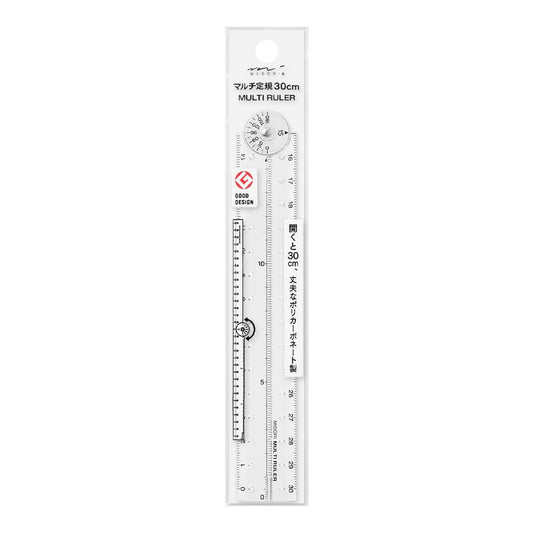 Multi Ruler 30cm Clear A | Midori Multifunctional Ruler