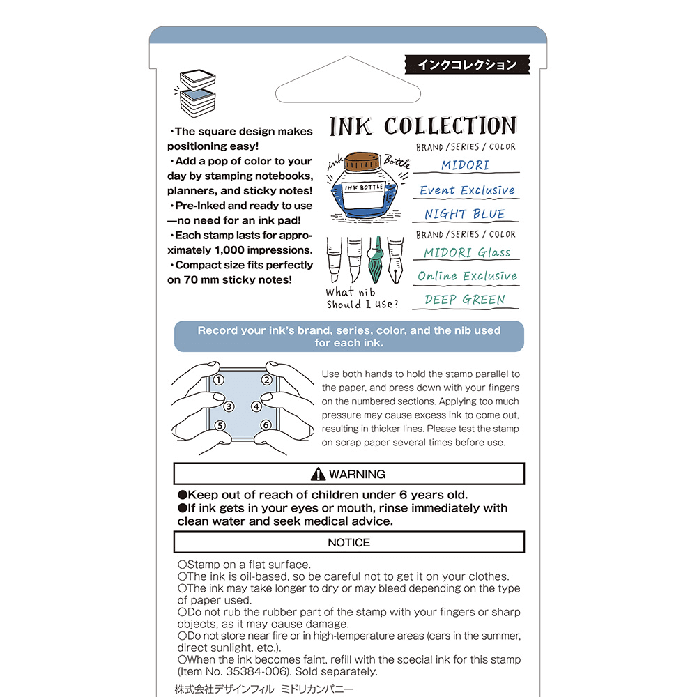 Midori Paintable Stamp Pre-inked | Ink Collection