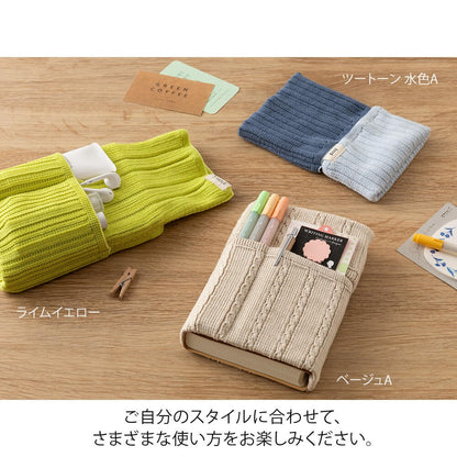 Knitted case for Midori HARAMAKI notebook | Beige