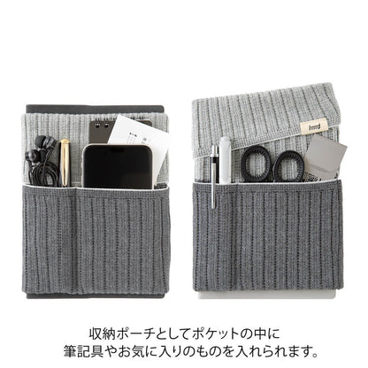 Knitted cover for Midori HARAMAKI notebook | Two-Tone Grey