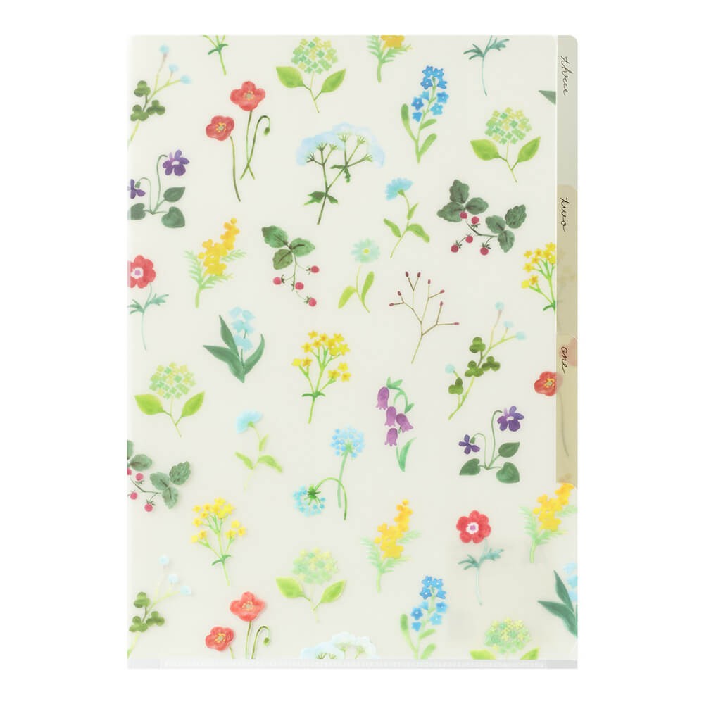 3-Pocket Clear Folder A4 Flowers C