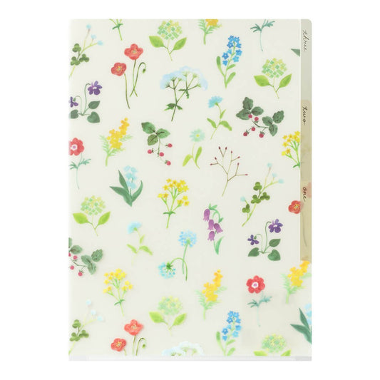 3-Pocket Clear Folder A4 Flowers C