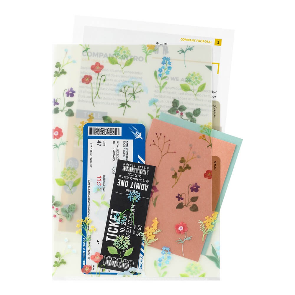 3-Pocket Clear Folder A4 Flowers C