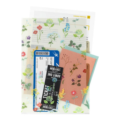 3-Pocket Clear Folder A4 Flowers C