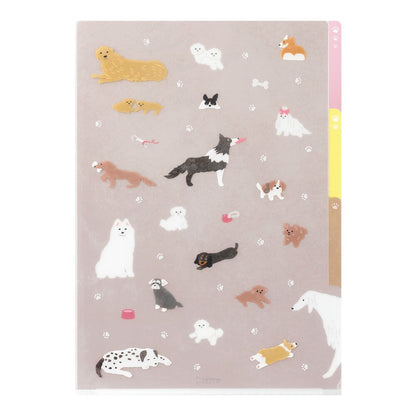 3-Pocket Clear Folder A4 Flowers Dog