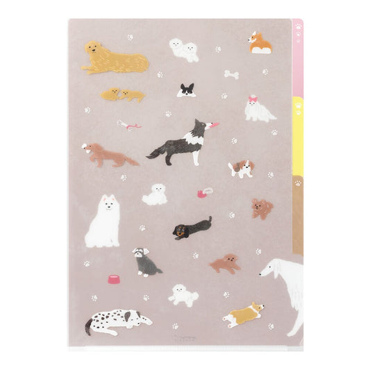 3-Pocket Clear Folder A4 Flowers Dog