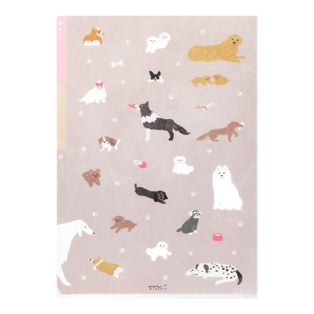 3-Pocket Clear Folder A4 Flowers Dog