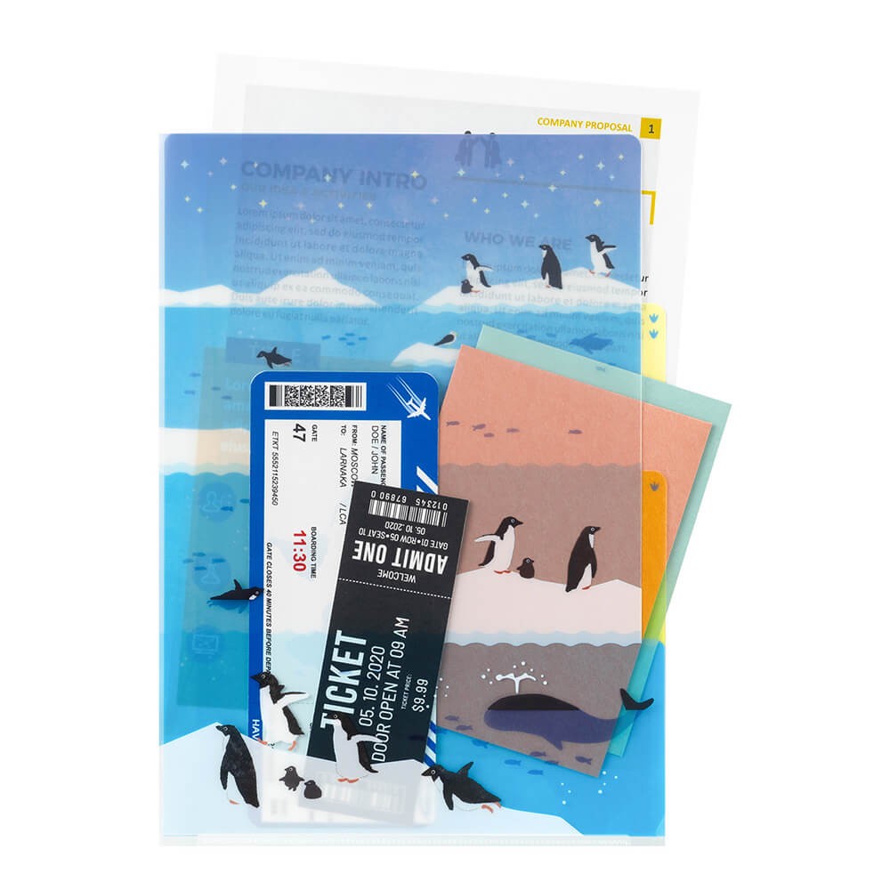 3-Pocket Clear Folder A4 Sea Creatures