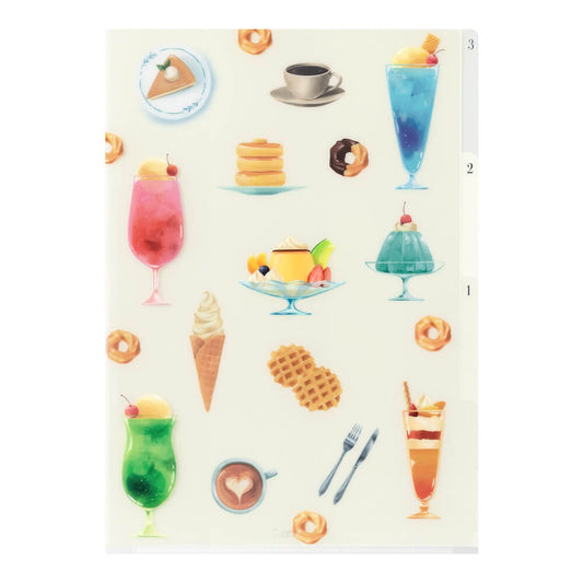 3-Pocket Clear Folder A4 Cafe