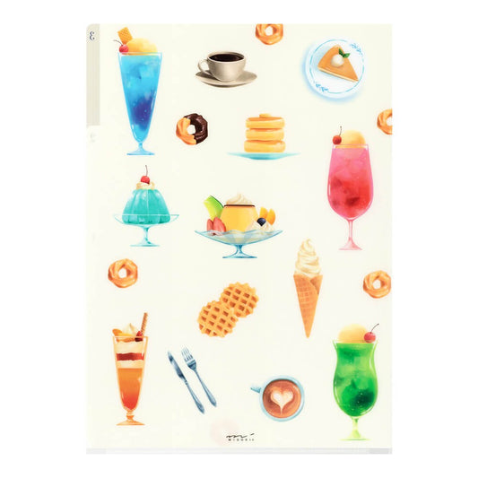 3-Pocket Clear Folder A4 Cafe