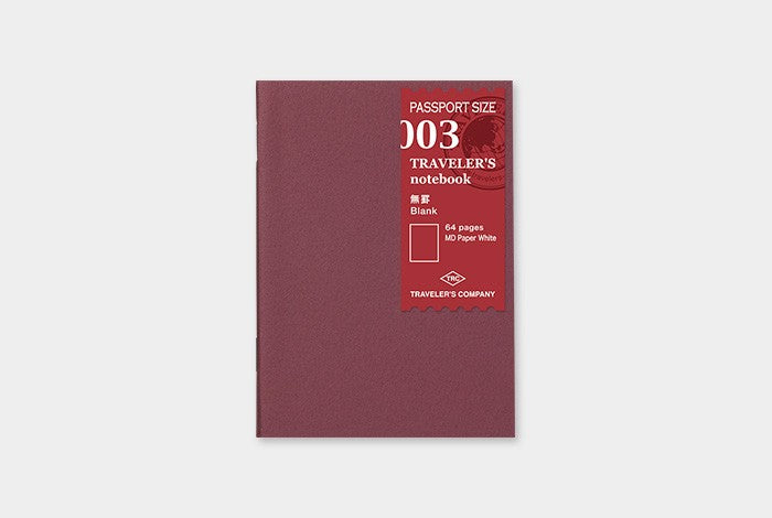 Traveler's Notebook Refill 003 (Passport size): Plain Notebook