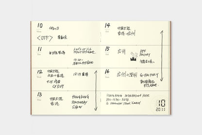 Traveler's Notebook Refill 007 (Passport Size): Weekly Perpetual Calendar