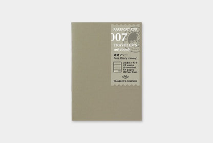 Traveler's Notebook Refill 007 (Passport Size): Weekly Perpetual Calendar